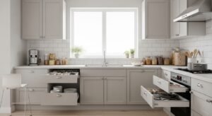 cluttered kitchen with dishes and messy counters